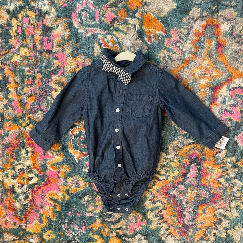 Carter’s dressy boys button up shirt with bow tie.